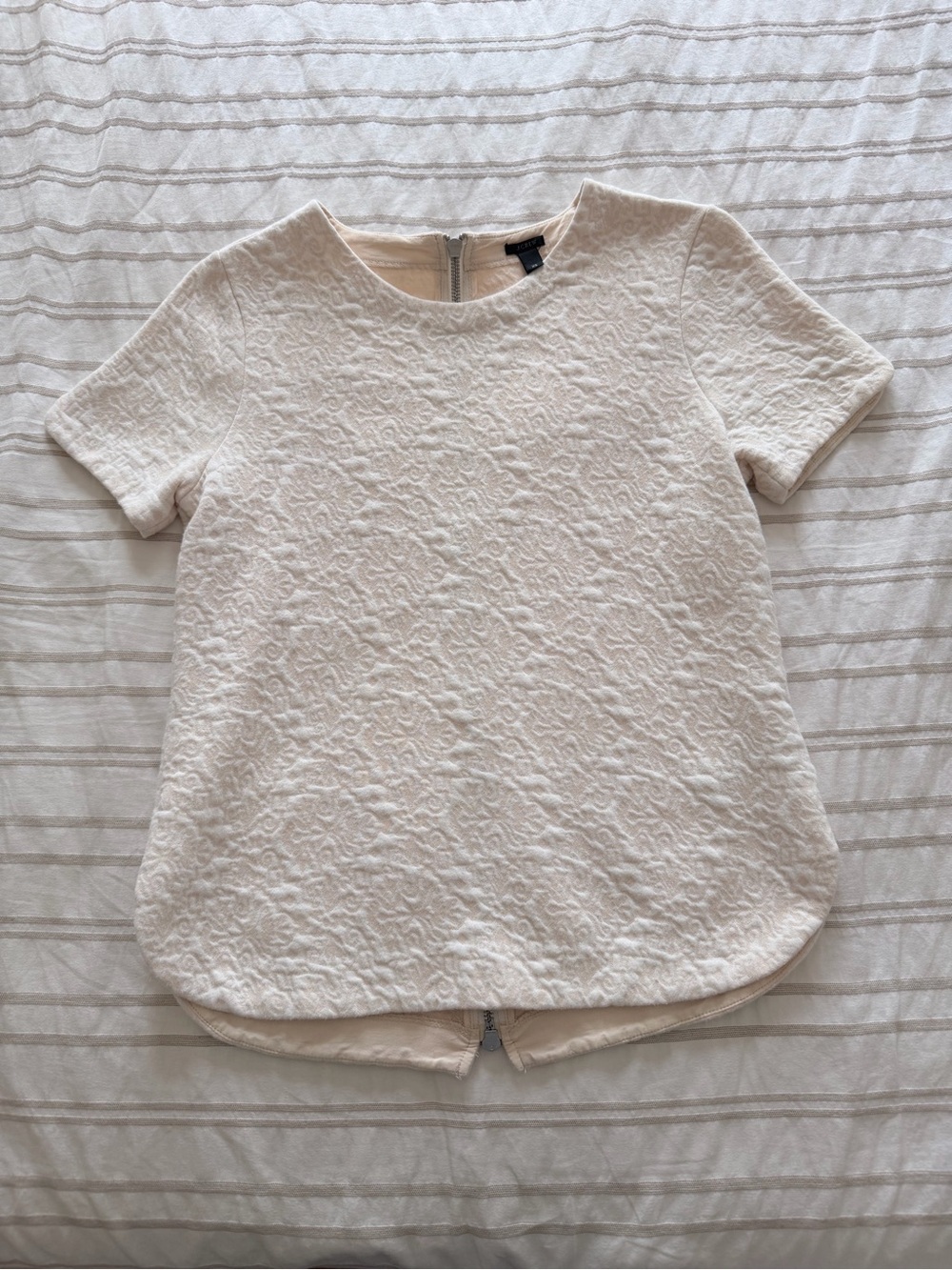 J. Crew Ivory Textured Short Sleeve Top